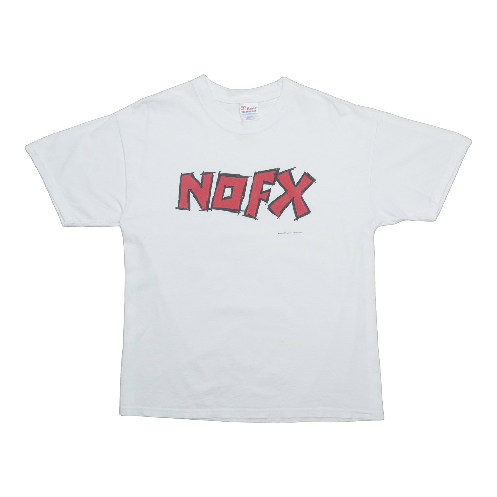 Vintage 2000 NOFX white cotton graphic tee Large: Vintage 2000 NOFX white cotton graphic tee Large This is an original vintage 2000 NOFX logo shirt, featuring the iconic band's branding. Made from 100% cotton, this white shirt is a true vintage piece