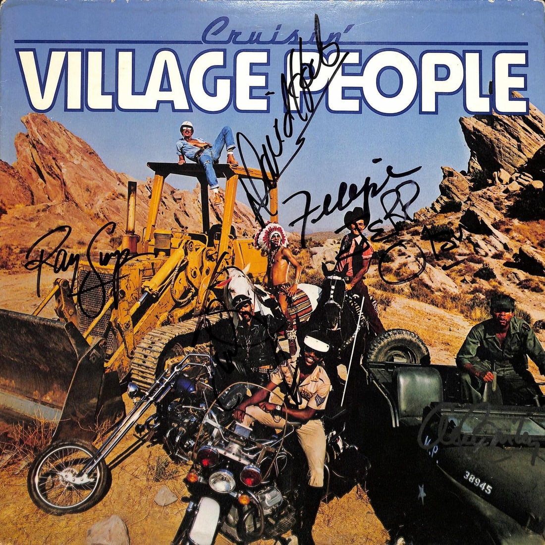 Beckett LOA Village People signed Cruisin album cover: Beckett LOA Village People signed Cruisin album cover This is an original 'Cruisin'' album cover signed by five members of The Village People: Alex Briley, Felipe Rose, Ray Stephens, David Hodo, and E