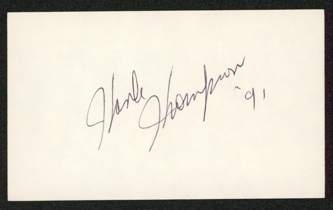 Hank Thompson Signed 3x5 Index Card BAS '91 Autograph (1 of 2)