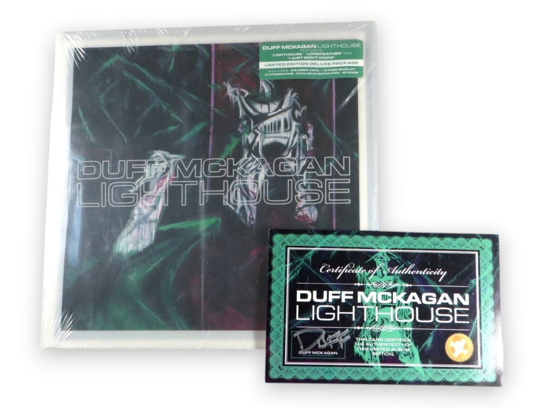 Beckett Authenticated Duff McKagan Lighthouse LP Certificate: Beckett Authenticated Duff McKagan Lighthouse LP Certificate This listing features a limited edition "Lighthouse" LP by Duff McKagan, accompanied by a signed certificate of authenticity. The certifica