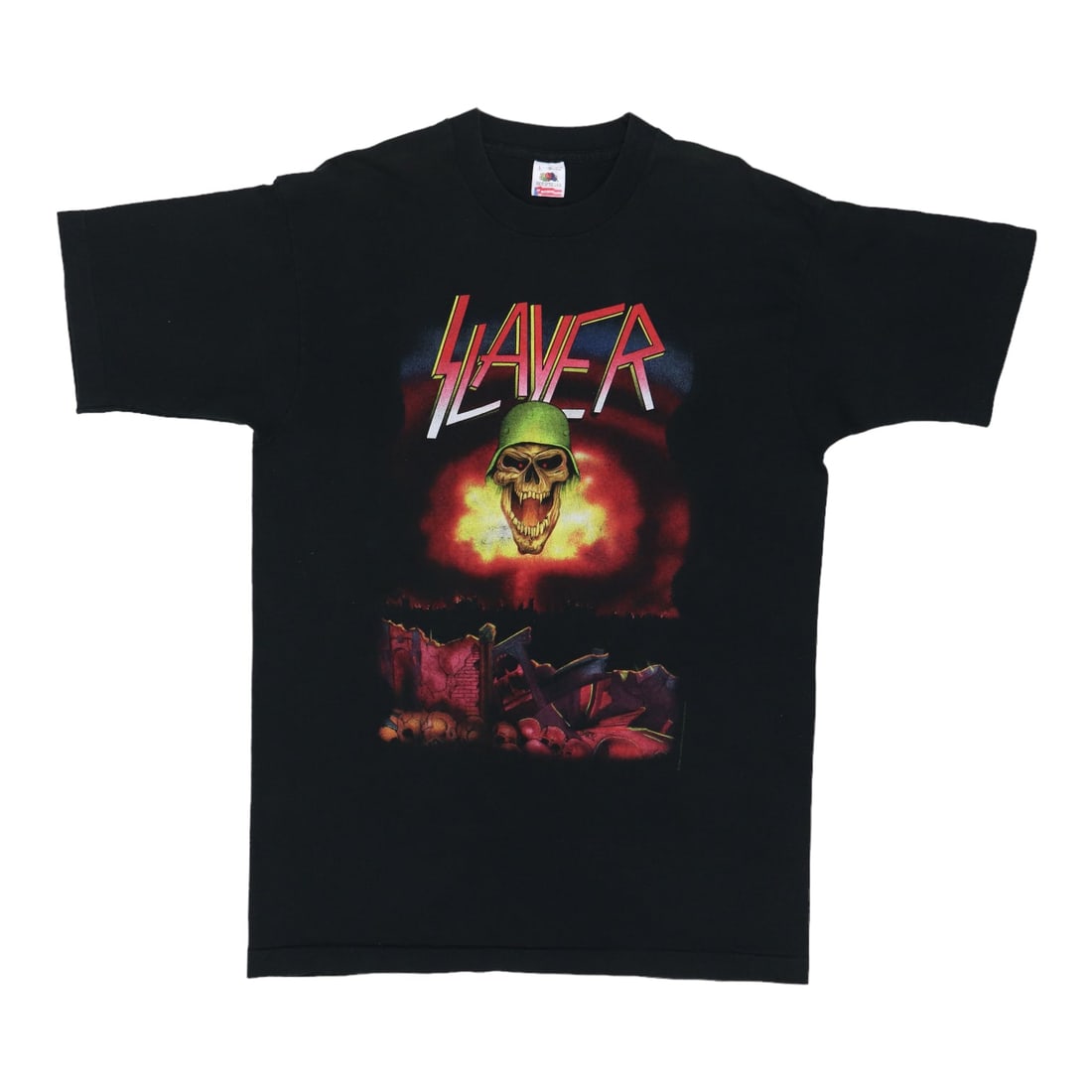 Vintage 1992 Slayer UK Concert Tour Black Cotton T-Shirt Large: Vintage 1992 Slayer UK Concert Tour Black Cotton T-Shirt Large This is an original vintage Slayer UK Tour shirt from 1992, not a modern reproduction. The shirt features graphics on both the front and 