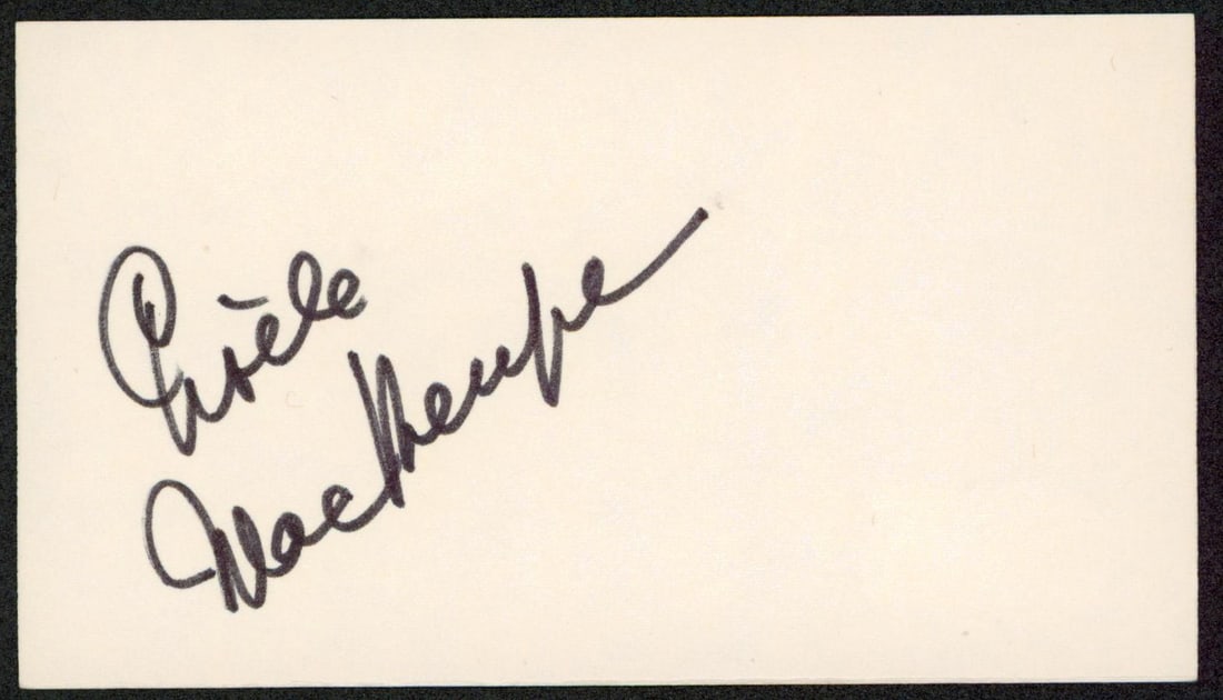 Beckett Authenticated Gisele MacKenzie Signed 3x5 Index Card: Beckett Authenticated Gisele MacKenzie Signed 3x5 Index Card This 3x5 index card has been personally signed by Gisele MacKenzie from "Your Hit Parade." The autograph is authenticated by Beckett Authen