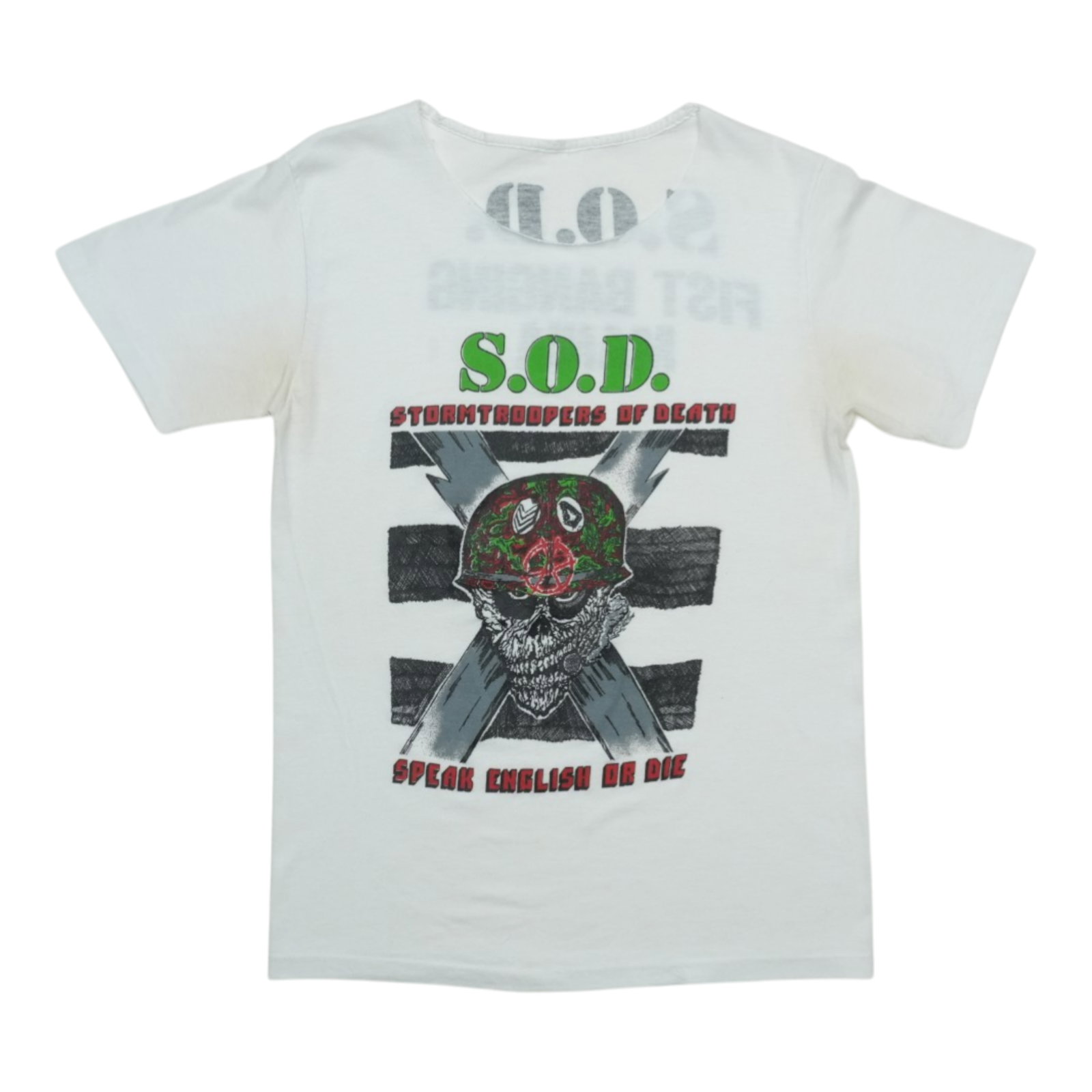 Vintage 1985 Stormtroopers of Death Speak English or Die Band T-Shirt White (1 of 11)