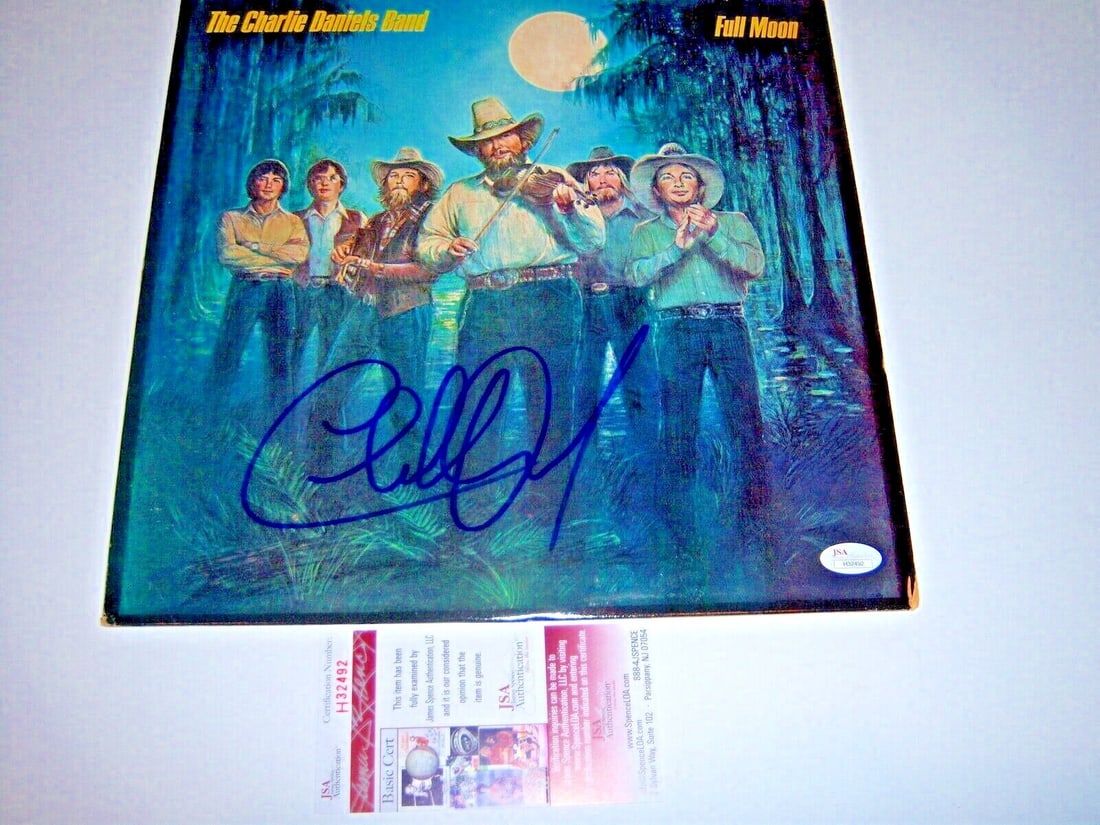 Signed Charlie Daniels Full Moon LP Album with JSA COA: Signed Charlie Daniels Full Moon LP Album with JSA COA This is a pre-owned original "Full Moon" LP record album signed by Charlie Daniels. The album includes authentication with a JSA/COA. It originat