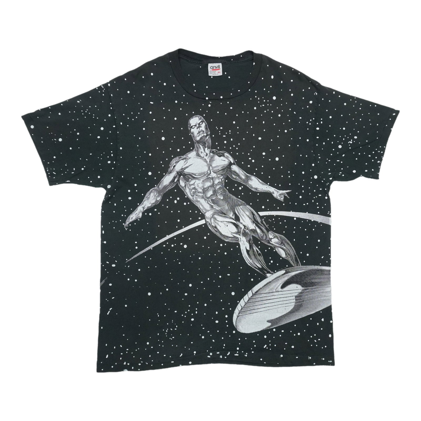 Vintage 1990s Silver Surfer Black Cotton Shirt XL (1 of 4)