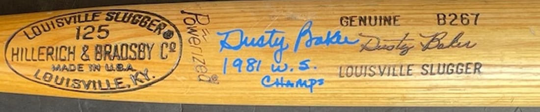 Dusty Baker Autographed Game Used Bat San Francisco Giants Tristar Authenticated (1 of 4)