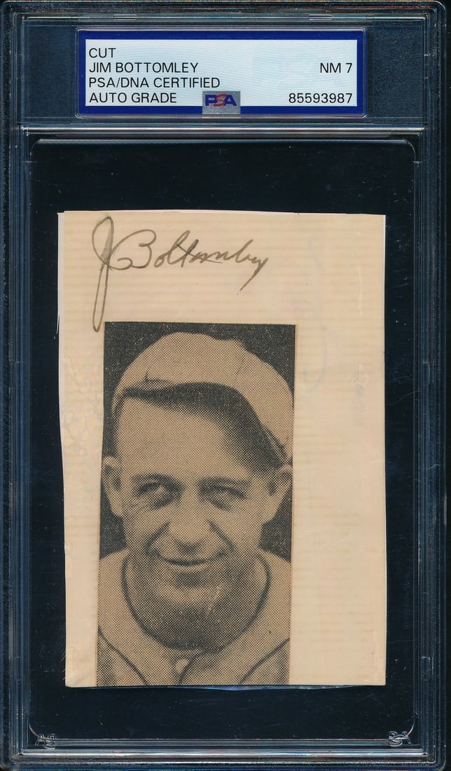 PSA DNA Authenticated Jim Bottomley Signed Cut Card with St Louis Cardinals Photo (1 of 2)