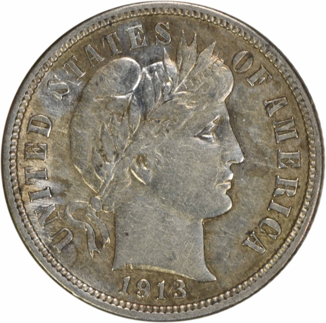 1913 Barber Silver Dime AU Uncertified 10C Philadelphia Mint: 1913 Barber Silver Dime AU Uncertified 10C Philadelphia Mint This 1913 Barber Silver Dime is a stunning piece of numismatic history, showcasing the artistry of designer Charles E. Barber. Struck in Ph