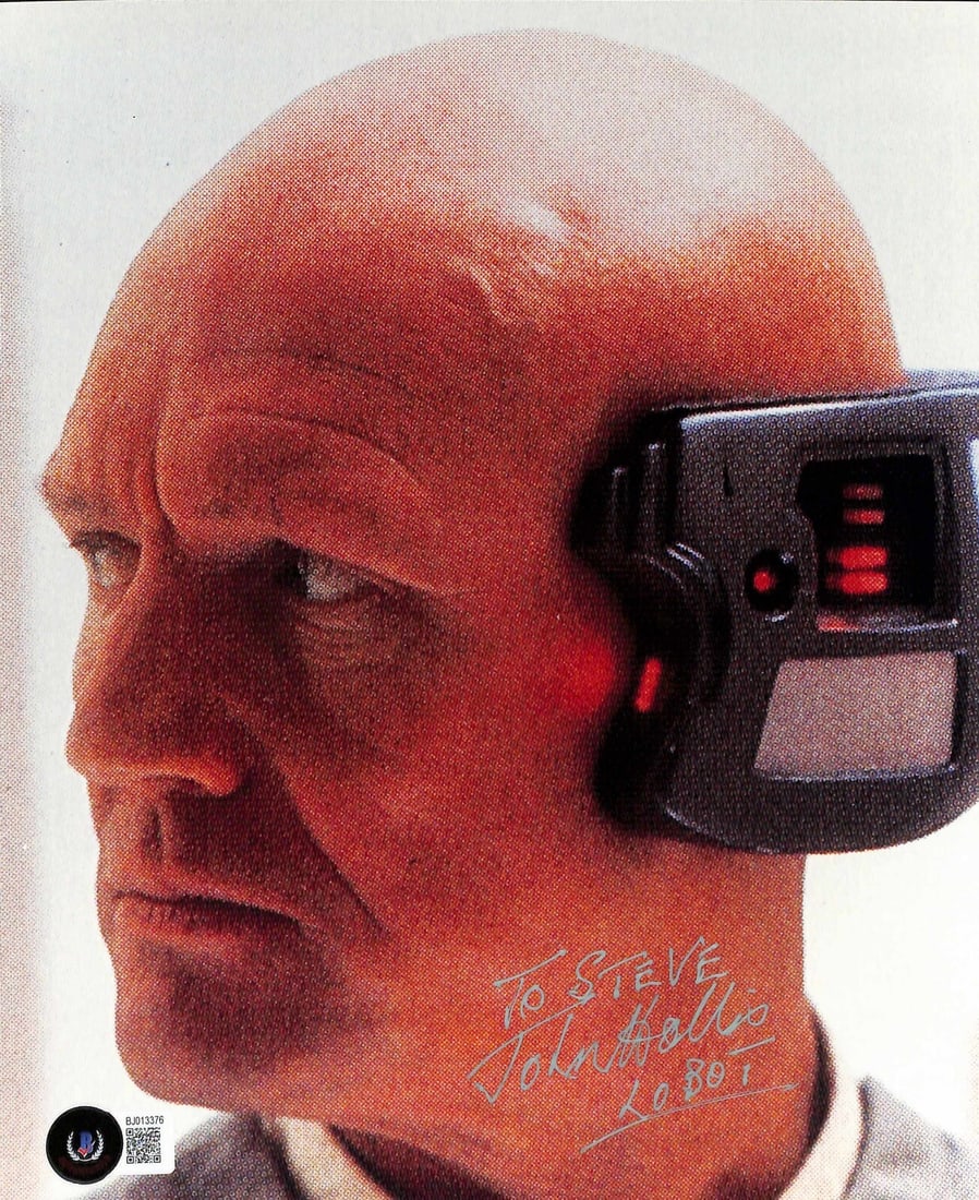 Signed 8x10 Photo of Lobot by John Hollis Star Wars Beckett Authenticated: Signed 8x10 Photo of Lobot by John Hollis Star Wars Beckett Authenticated This is an original 8x10 photograph signed by John Hollis, known for his role as Lobot, Lando's assistant on Bespin in Star Wa