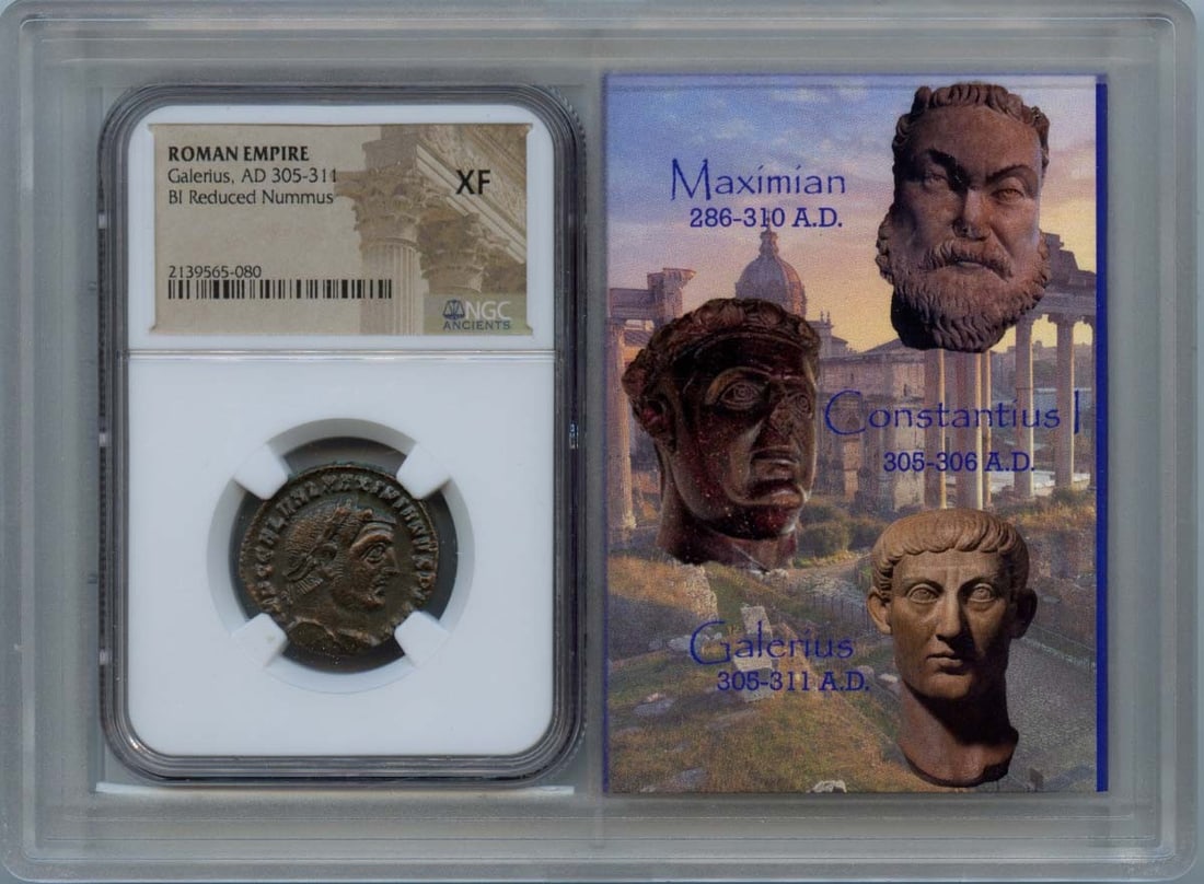 Galerius AD 305-311 Ancient Roman NGC XF40 Reduced Nummus Coin (1 of 2)