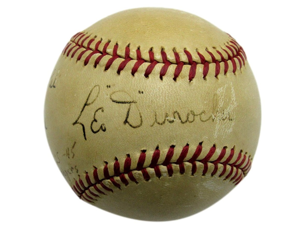 Leo Durocher HOF Signed Inscribed ONL Baseball Dodgers PSA/DNA: Leo Durocher HOF Signed Inscribed ONL Baseball Dodgers PSA/DNA Offered is an original ONL baseball featuring the signature and inscription of Hall of Famer Leo Durocher. The ball is inscribed "To My P