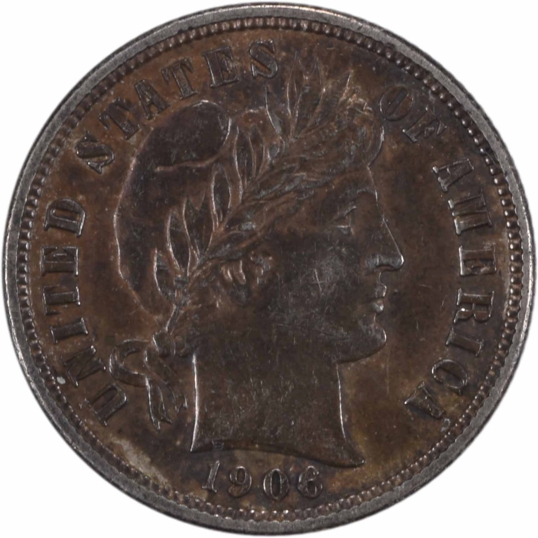 1906-D Barber Silver Dime 10C AU Uncertified Denver Mint: 1906-D Barber Silver Dime 10C AU Uncertified Denver Mint This 1906-D Barber Silver Dime is a remarkable piece for collectors. Struck in Denver, this coin features a classic design by Charles E. Barber