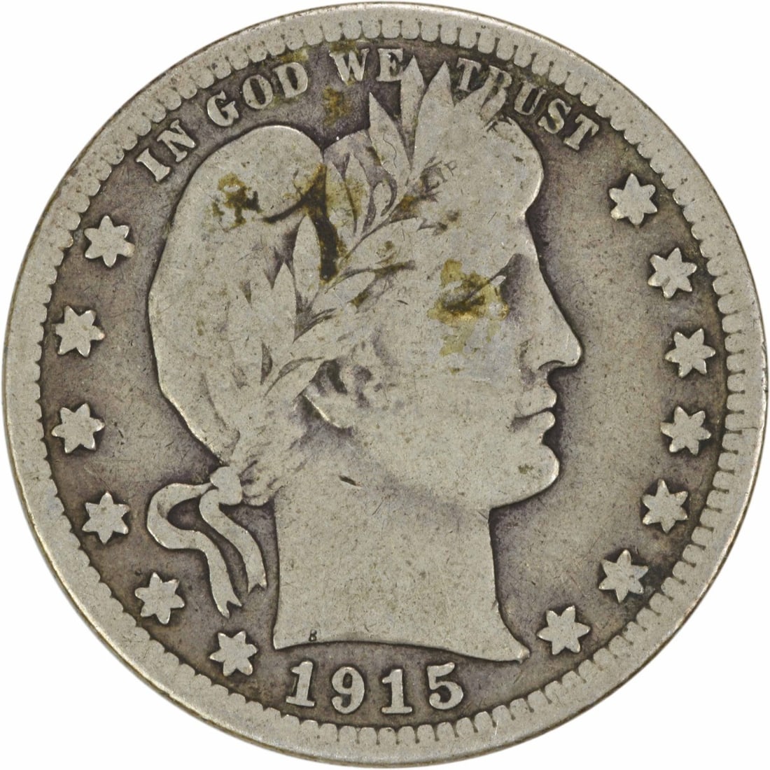1915-S Barber Silver Quarter 90% Silver Choice VG Uncertified: 1915-S Barber Silver Quarter 90% Silver Choice VG Uncertified This 1915-S Barber Silver Quarter is a notable piece of American numismatics. Struck in San Francisco, this coin is composed of 90% silver