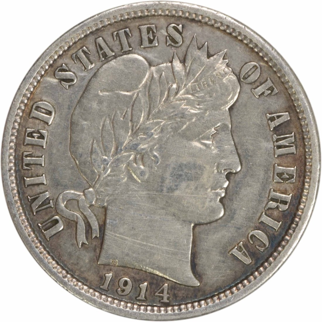 1914-D Barber Silver Dime AU Uncertified 10C Coin (1 of 2)