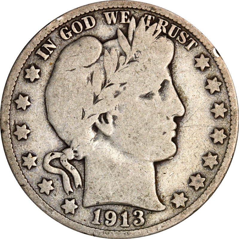 1913 D Silver Barber Half Dollar (1 of 2)