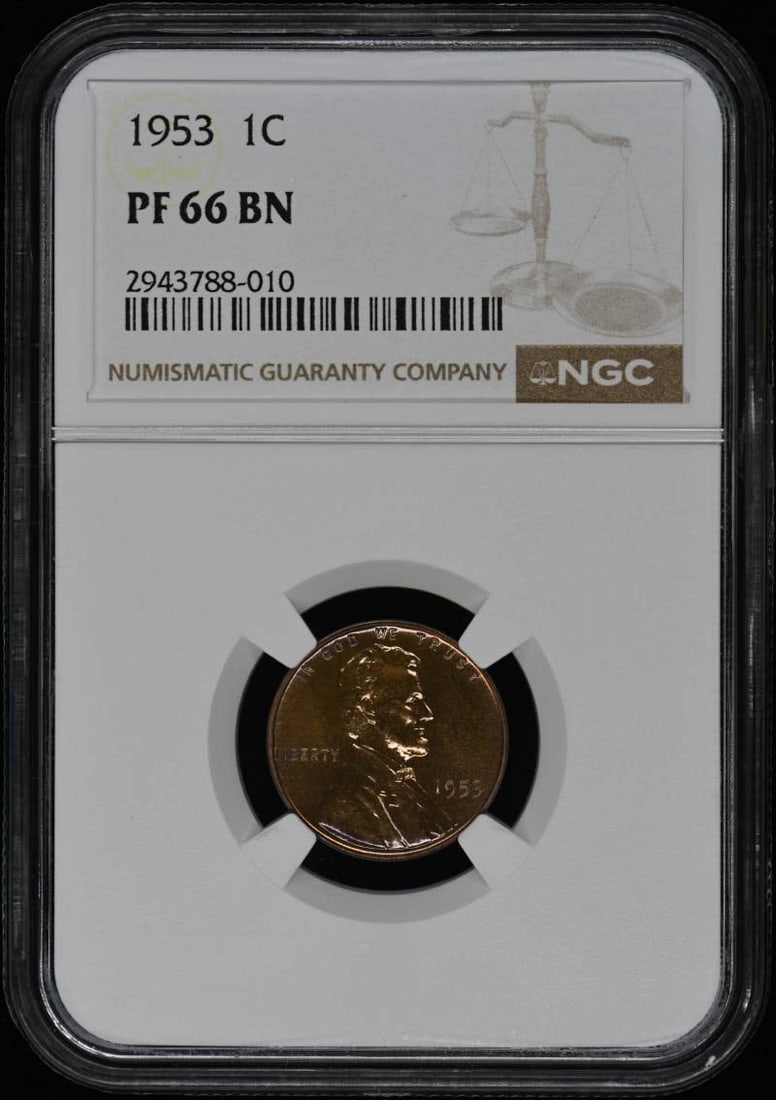1953 Lincoln Cent Proof NGC PR66BN Uncirculated Coin: 1953 Lincoln Cent Proof NGC PR66BN Uncirculated Coin This 1953 Wheat Reverse Lincoln Cent is an exceptional addition for any coin collector. It is certified by NGC with a grade of PR66BN, indicating i
