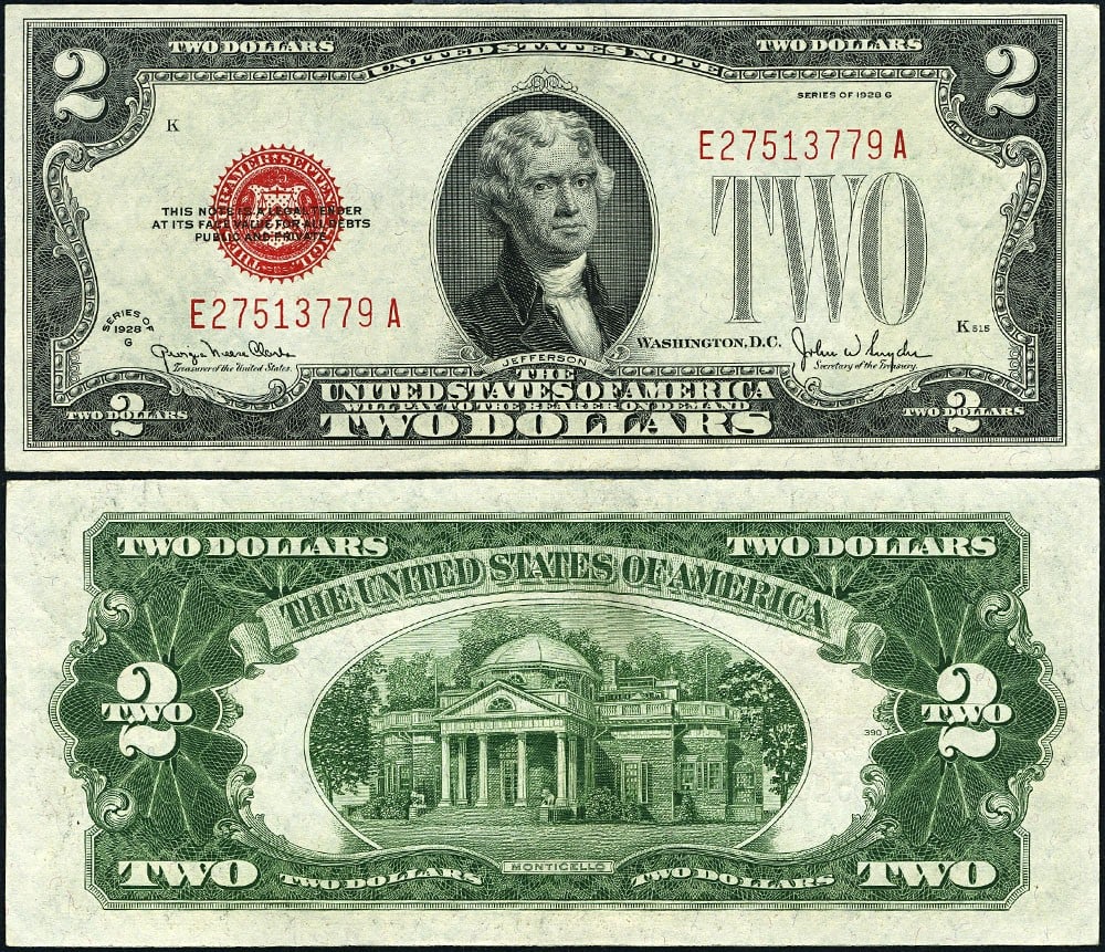 1928-G $2 Legal Tender Note FR. 1508 Choice Uncirculated: 1928-G $2 Legal Tender Note FR. 1508 Choice Uncirculated This is a stunning 1928-G $2 Legal Tender note, cataloged as FR. 1508. It features excellent paper quality, vibrant colors, and impressive embo