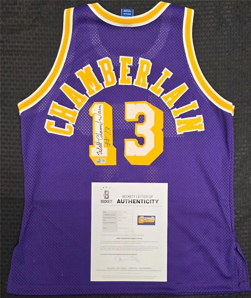 Authentic Los Angeles Lakers Jersey Signed by Wilt Chamberlain with Beckett BAS (1 of 7)