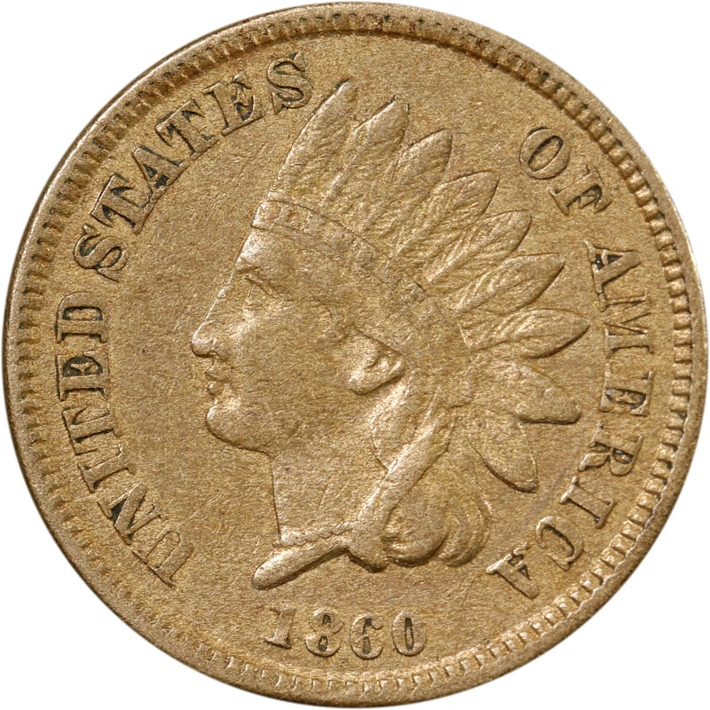 1860 United States Indian Head Cent Copper Coin Circulated: 1860 United States Indian Head Cent Copper Coin Circulated This is an 1860 Indian Cent from the United States, composed of copper. The coin is circulated and uncertified, and is offered in pre-owned c