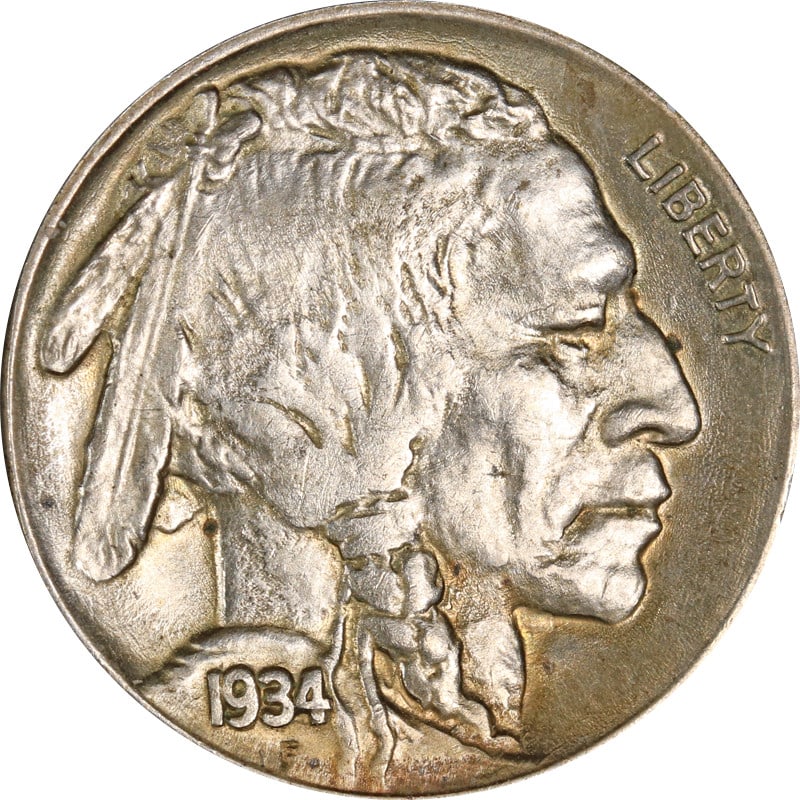 1934 Philadelphia Mint Buffalo Nickel Circulated Example (1 of 2)