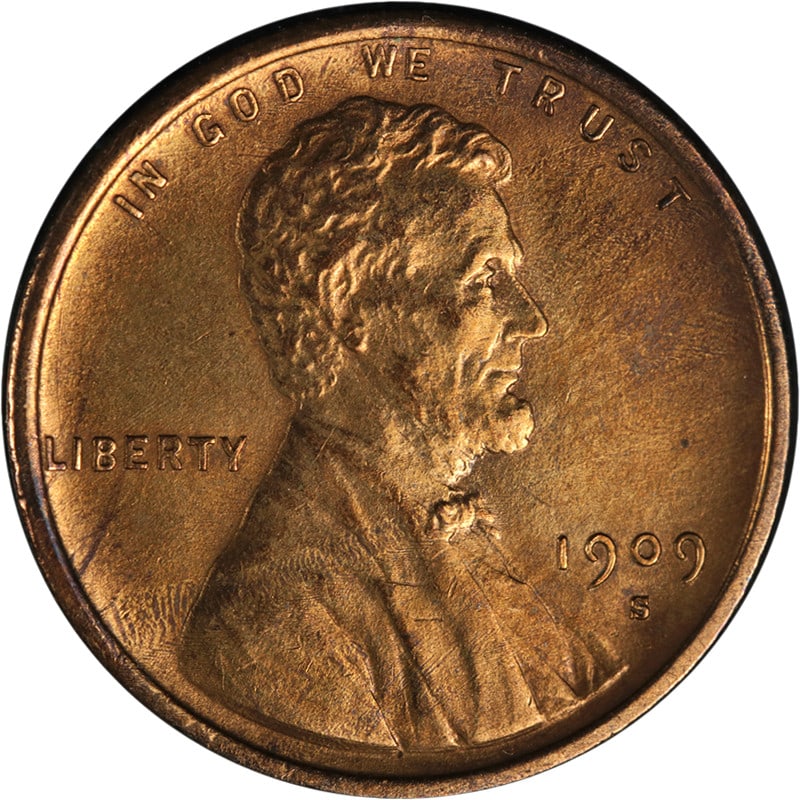 1909-S VDB Lincoln Cent Copper UNCERTIFIED BU Details Key Date (1 of 2)
