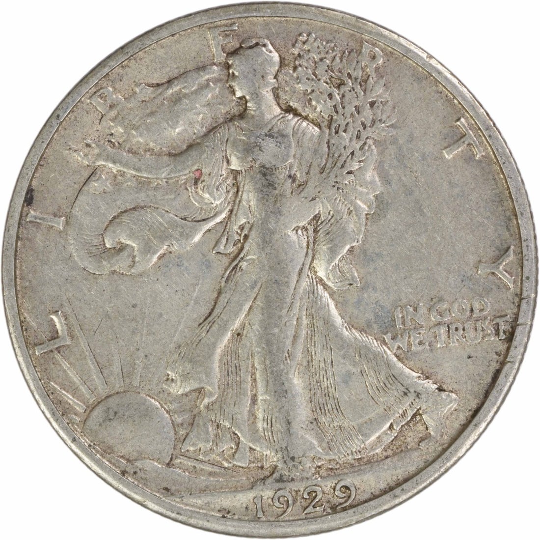 1929 San Francisco Walking Liberty 50C Silver Half Dollar Choice EF Uncertified: 1929 San Francisco Walking Liberty 50C Silver Half Dollar Choice EF Uncertified This 1929-S Walking Liberty Silver Half Dollar is a circulated coin graded as Choice Extremely Fine (EF). Minted in San 