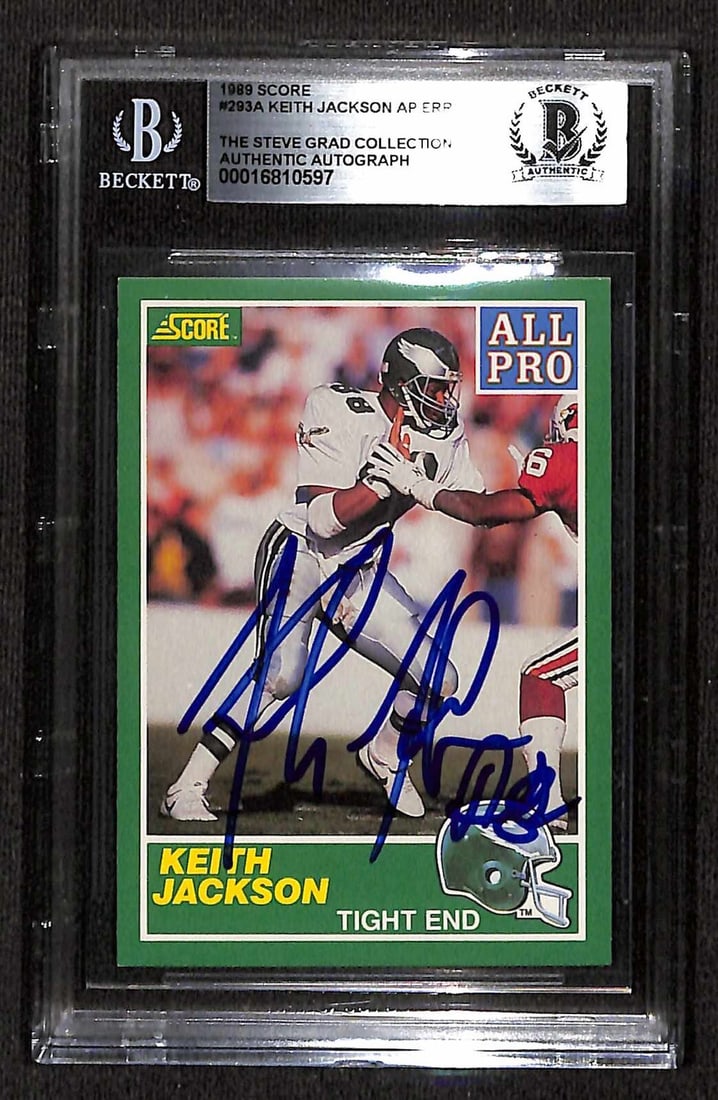 Autographed 1989 Score #293A Keith Jackson Eagles Card Beckett Authenticated (1 of 1)