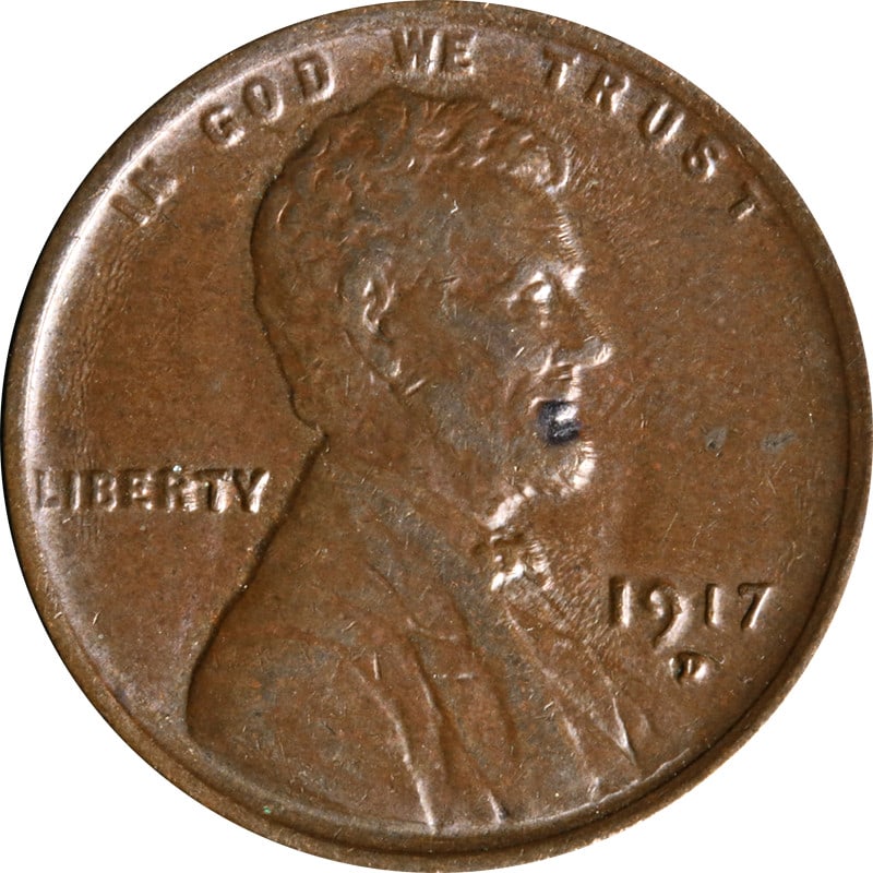Circulated 1917 Denver Mint Copper Lincoln Cent from United States: Circulated 1917 Denver Mint Copper Lincoln Cent from United States This 1917-D Lincoln Cent is a circulated coin minted in Denver, United States. It is composed of copper and remains uncertified. The 