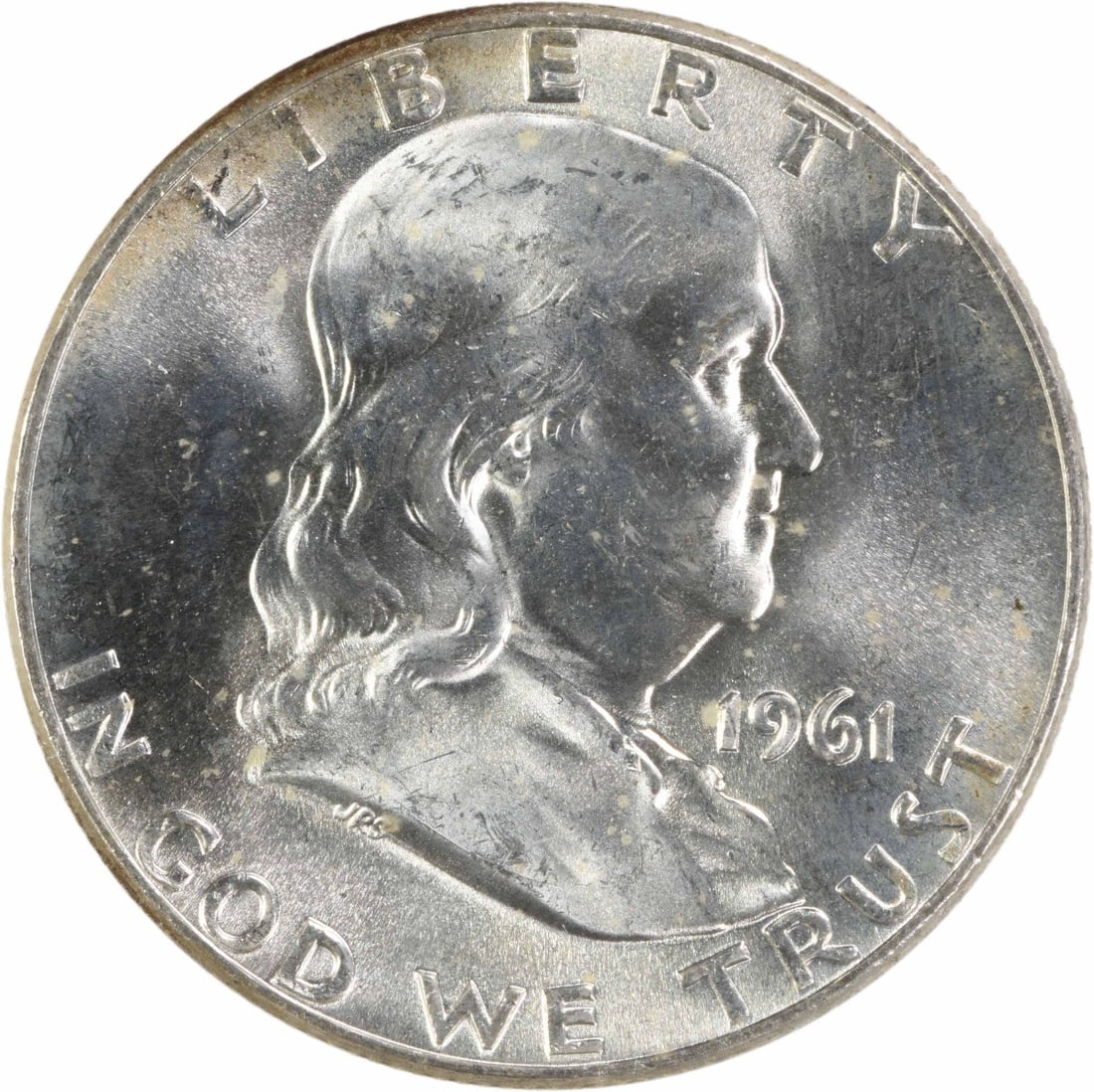 Uncirculated 1961-D Silver 50C Franklin Half Dollar Choice Brilliant Uncertified: Uncirculated 1961-D Silver 50C Franklin Half Dollar Choice Brilliant Uncertified This is a 1961-D Franklin Half Dollar coin featuring a silver composition. The coin was minted in Denver and is graded 