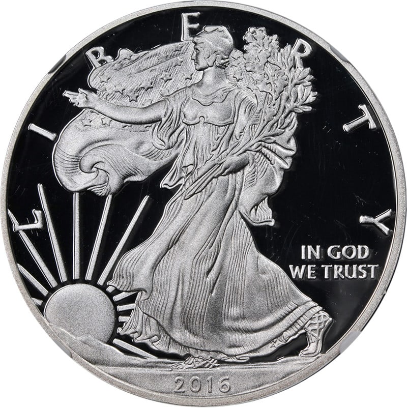 2016-W Silver American Eagle $1 NGC PF70 Ultra Cameo Mercanti Autograph: 2016-W Silver American Eagle $1 NGC PF70 Ultra Cameo Mercanti Autograph This 2016-W Silver American Eagle $1 coin is graded NGC PF70 Ultra Cameo, showcasing exceptional eye appeal with fantastic luste