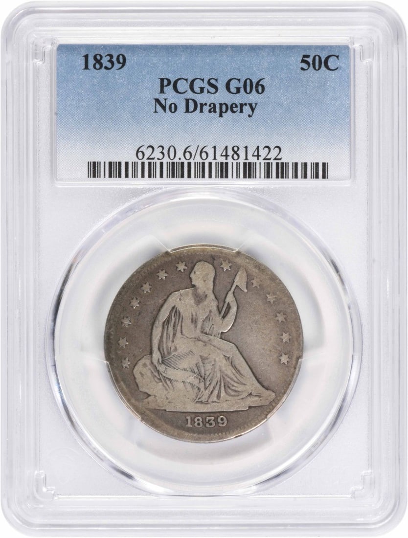 1839 PCGS G06 Seated Liberty Half Dollar No Drapery (1 of 4)