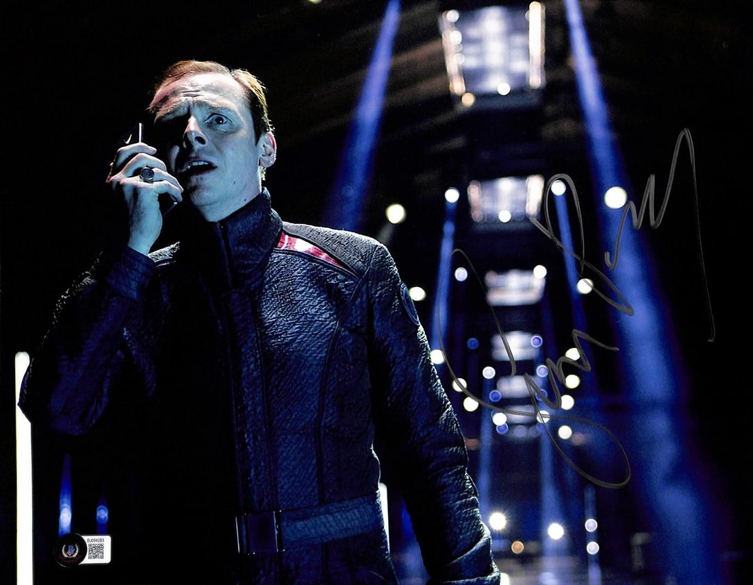 11x14 Star Trek Beyond photo signed by Simon Pegg Beckett authenticated: 11x14 Star Trek Beyond photo signed by Simon Pegg Beckett authenticated This is an 11x14 photograph from the modern Star Trek film series, hand-signed by Simon Pegg in his role as Montgomery 'Scotty' 