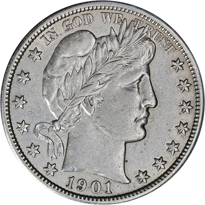 1901-S Barber Half Dollar Key Date Silver AU Details (1 of 2)