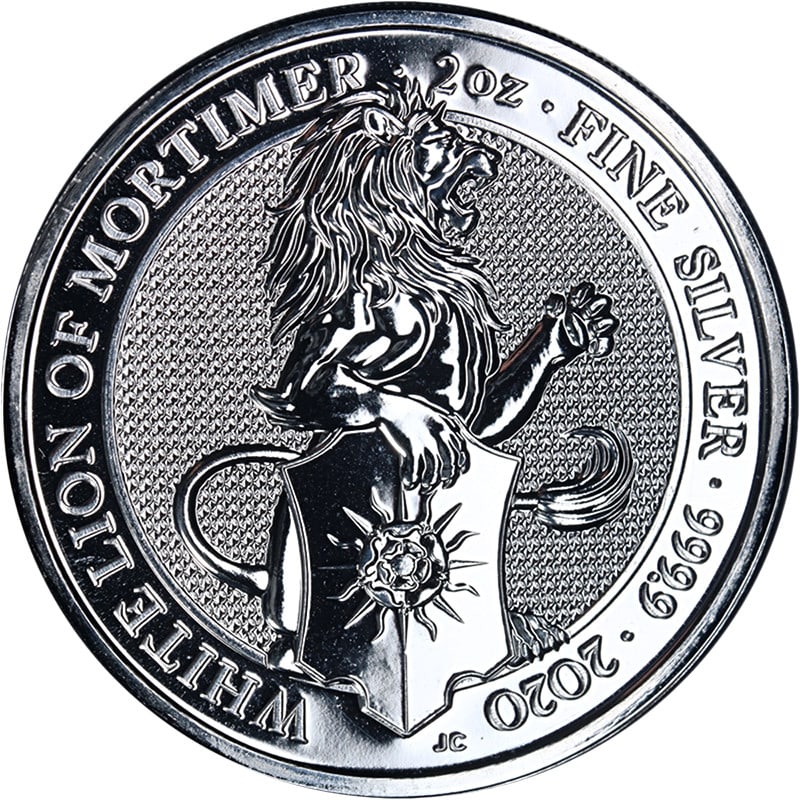 2020 Great Britain 2 Ounce Silver Queen's Beast White Lion of Mortimer (1 of 2)