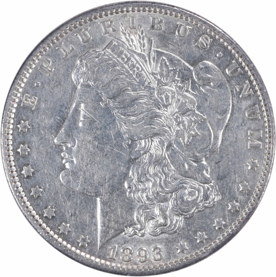 1893 Morgan Silver Dollar AU Uncertified 90% Silver Coin: 1893 Morgan Silver Dollar AU Uncertified 90% Silver Coin This 1893 Morgan Silver Dollar features a stunning AU grade, showcasing its circulated condition. Crafted from 90% silver and 10% copper, this 