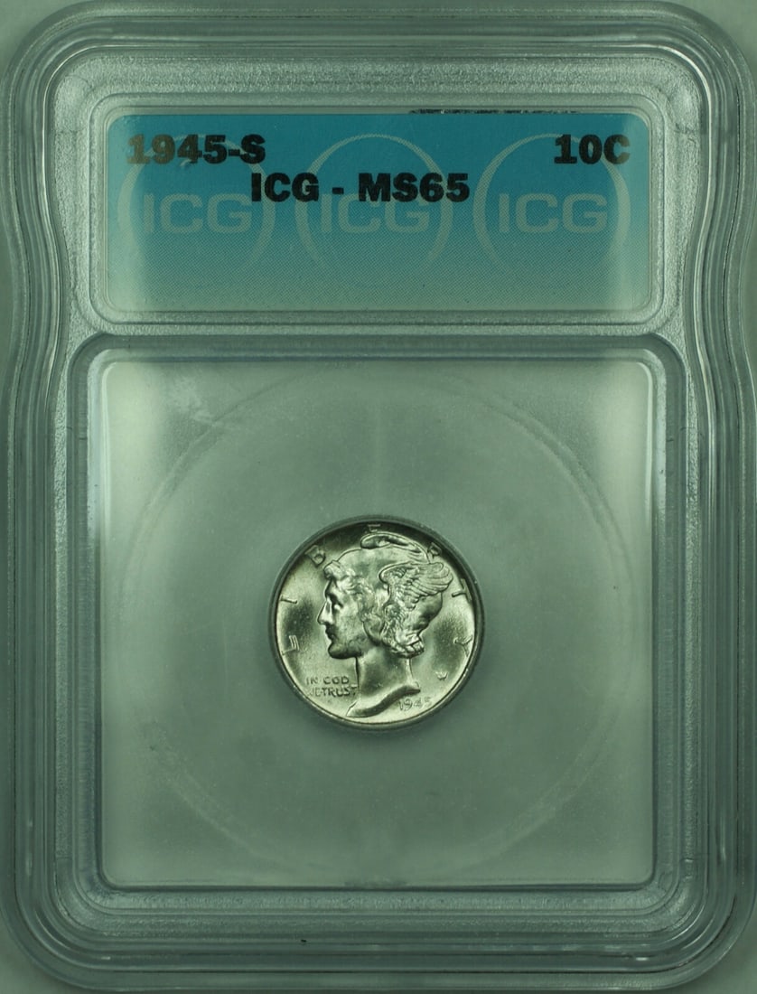 ICG MS-65 1945-S Mercury 10c Silver Dime (1 of 2)