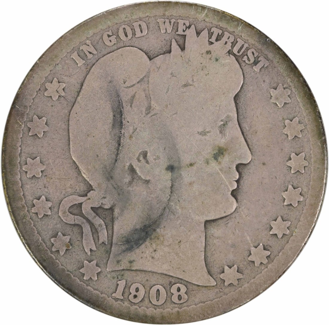1908-S Barber Silver Quarter 25C Uncertified Coin: 1908-S Barber Silver Quarter 25C Uncertified Coin This 1908-S Barber Silver Quarter is a classic piece of American numismatics, struck in San Francisco with a mintage of just 784,000 coins. The quarte