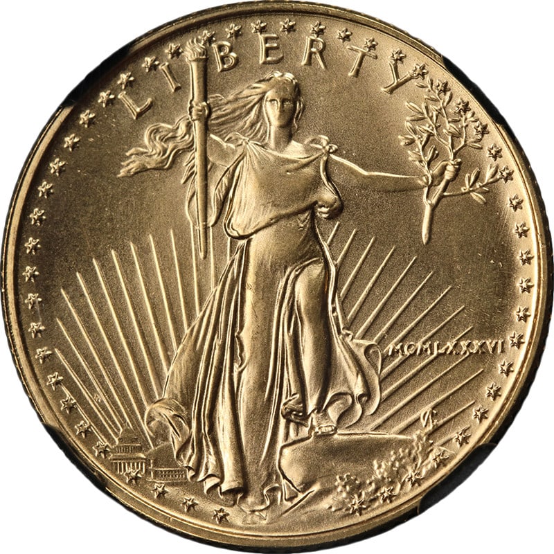 NGC MS69 1986 American Eagle Gold $10 Coin Signed by Miles Standish: NGC MS69 1986 American Eagle Gold $10 Coin Signed by Miles Standish This 1986 Gold American Eagle $10 coin is graded NGC MS69 and features the autograph of Miles Standish. It is composed of 0.9167 fin