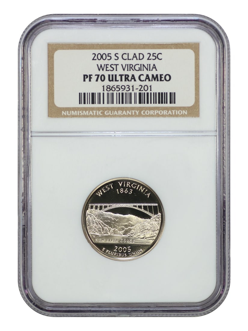 NGC PR70DCAM 2005-S West Virginia Quarter Washington 50 States Series Clad (1 of 2)
