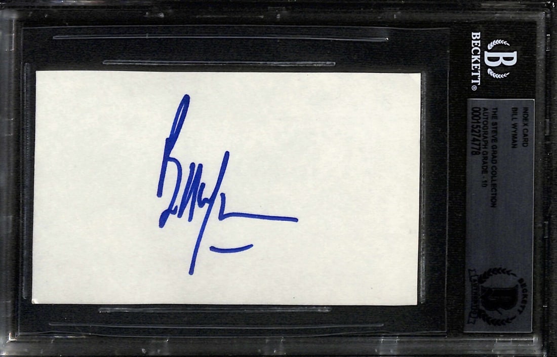Bill Wyman Autographed 3x5 Index Card Beckett Authenticated: Bill Wyman Autographed 3x5 Index Card Beckett Authenticated This autographed 3x5 index card features the signature of Bill Wyman, the renowned bassist of the Rolling Stones. Signed in blue permanent m