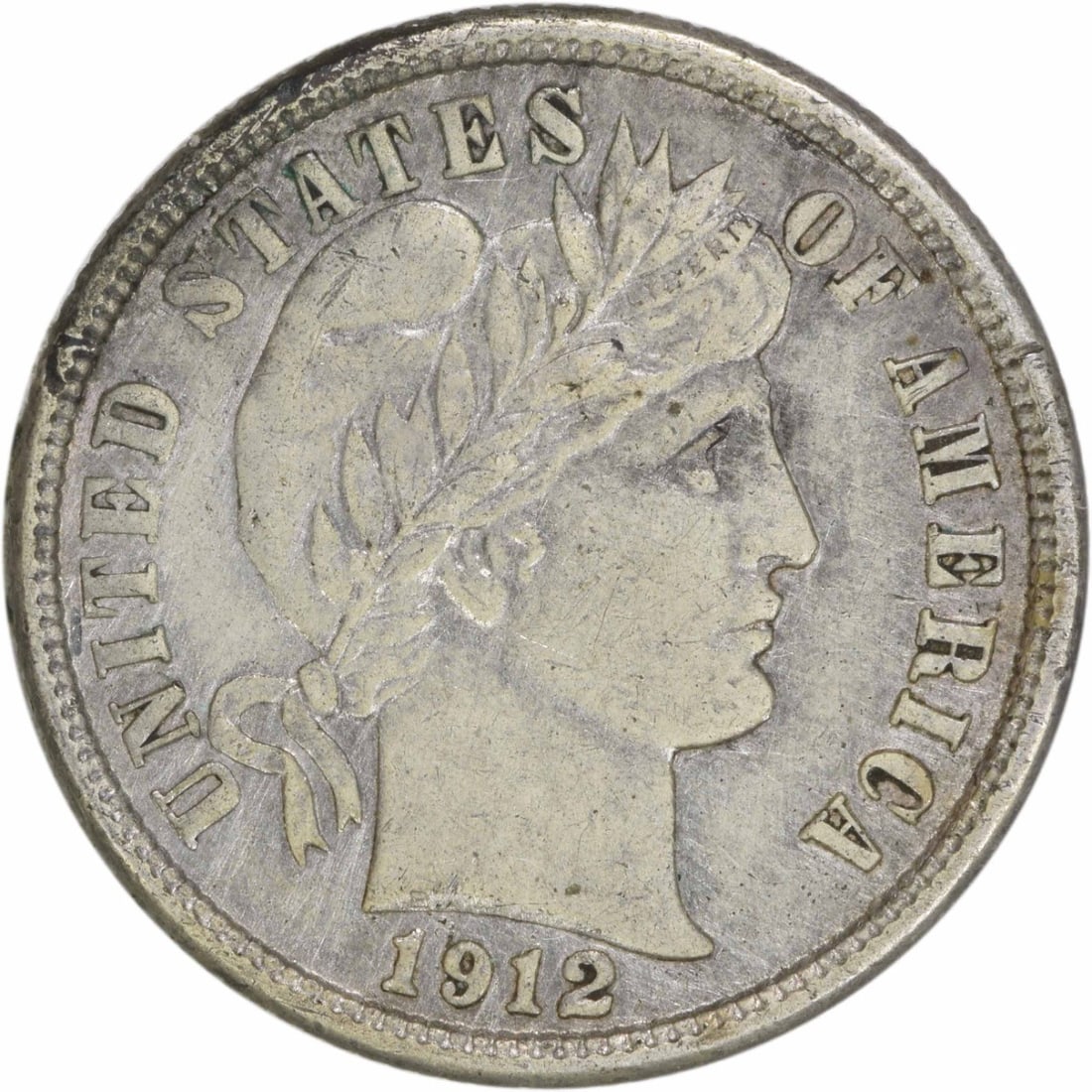 1912-D Barber Dime 10C AU Uncertified 90% Silver Coin: 1912-D Barber Dime 10C AU Uncertified 90% Silver Coin This 1912-D Barber Silver Dime is a classic collectible coin from the United States, featuring the renowned design by Charles E. Barber. Struck at