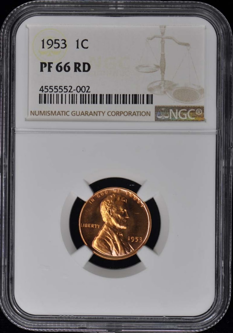1953 NGC PR66RD Wheat Reverse Lincoln Cent Proof Coin: 1953 NGC PR66RD Wheat Reverse Lincoln Cent Proof Coin This 1953 Wheat Reverse Lincoln Cent is a stunning proof coin, certified by NGC with an impressive PR66RD grade. Struck in Philadelphia, this unci