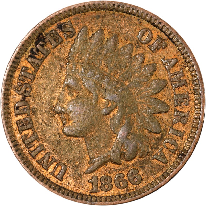 1866 Copper Indian Head Cent United States Circulated Coin: 1866 Copper Indian Head Cent United States Circulated Coin This is an 1866 Indian Cent from the United States, composed of copper. The coin is circulated and in pre-owned condition. It is uncertified.