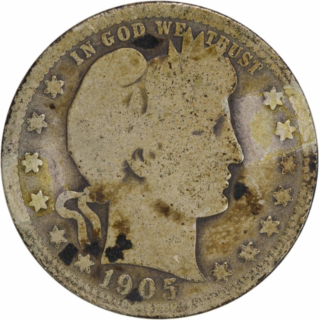 1905-O Barber Silver Quarter 25C G Uncertified Coin: 1905-O Barber Silver Quarter 25C G Uncertified Coin This 1905-O Barber Silver Quarter is a notable piece of American numismatic history. Struck at the New Orleans Mint, this quarter features the iconi
