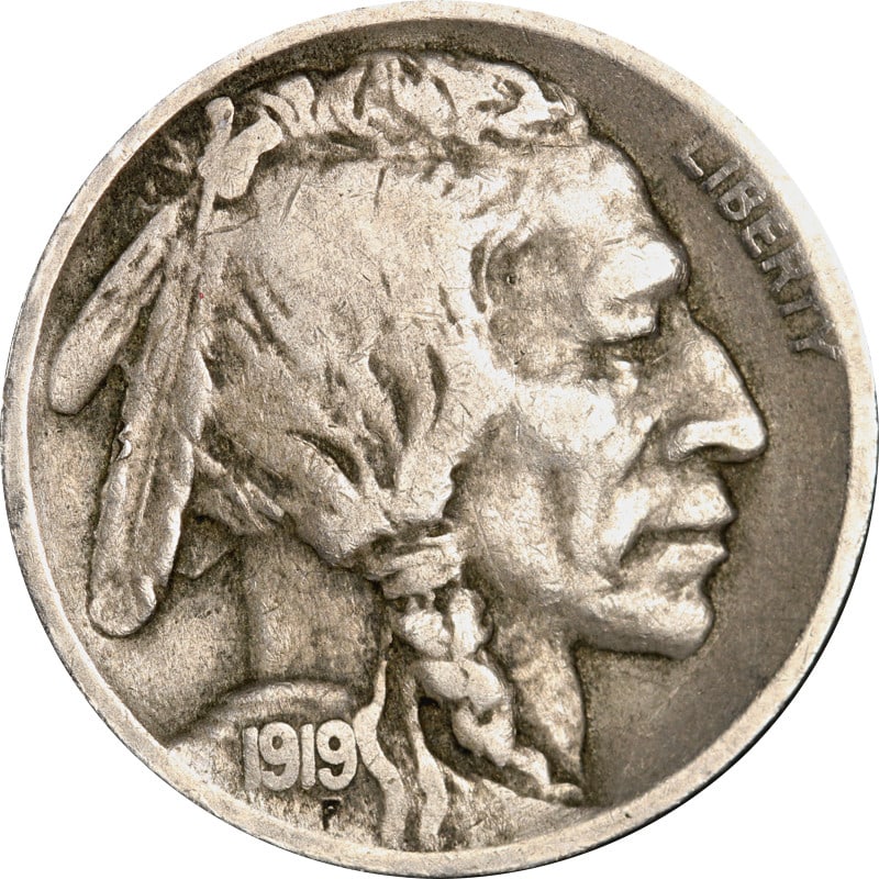 1919-D Buffalo Nickel Choice: 1919-D Buffalo Nickel Choice This 1919-D Buffalo Nickel is a circulated coin from the United States, featuring the classic Buffalo Nickel design. Composed of nickel, it carries the 'D' mint mark, indi