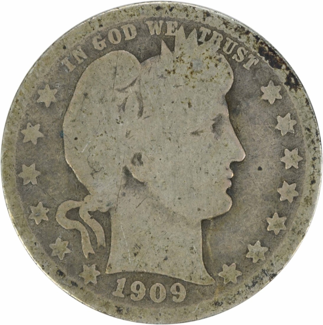 1909-O Barber Quarter 25C AG Uncertified Silver Coin (1 of 2)