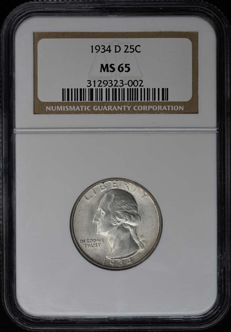NGC MS65 1934-D Denver Washington 25C Quarter (1 of 2)