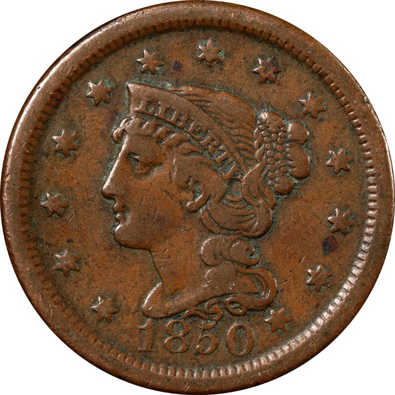 1850 United States Copper Large Cent Coin (1 of 2)