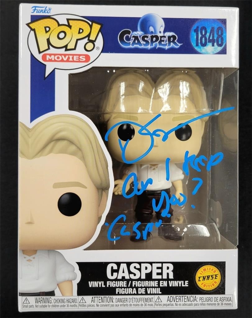 Devon Sawa Signed Casper Funko Pop! 1848 Beckett Authenticated: Devon Sawa Signed Casper Funko Pop! 1848 Beckett Authenticated This is an original signed Funko Pop! figure of Casper featuring the inscription "Can I Keep You" by Devon Sawa, who starred in the movie