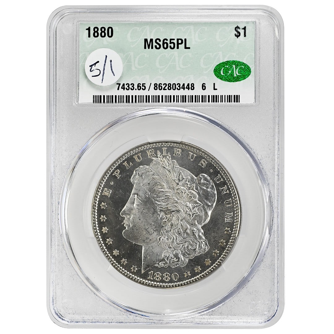 1880 Morgan Dollar CACG MS65PL Proof-Like Silver Coin (1 of 4)